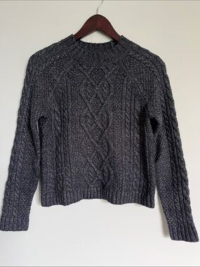 Abercrombie & Fitch Charcoal Gray Cable Knit Fisherman’s Sweater - XS